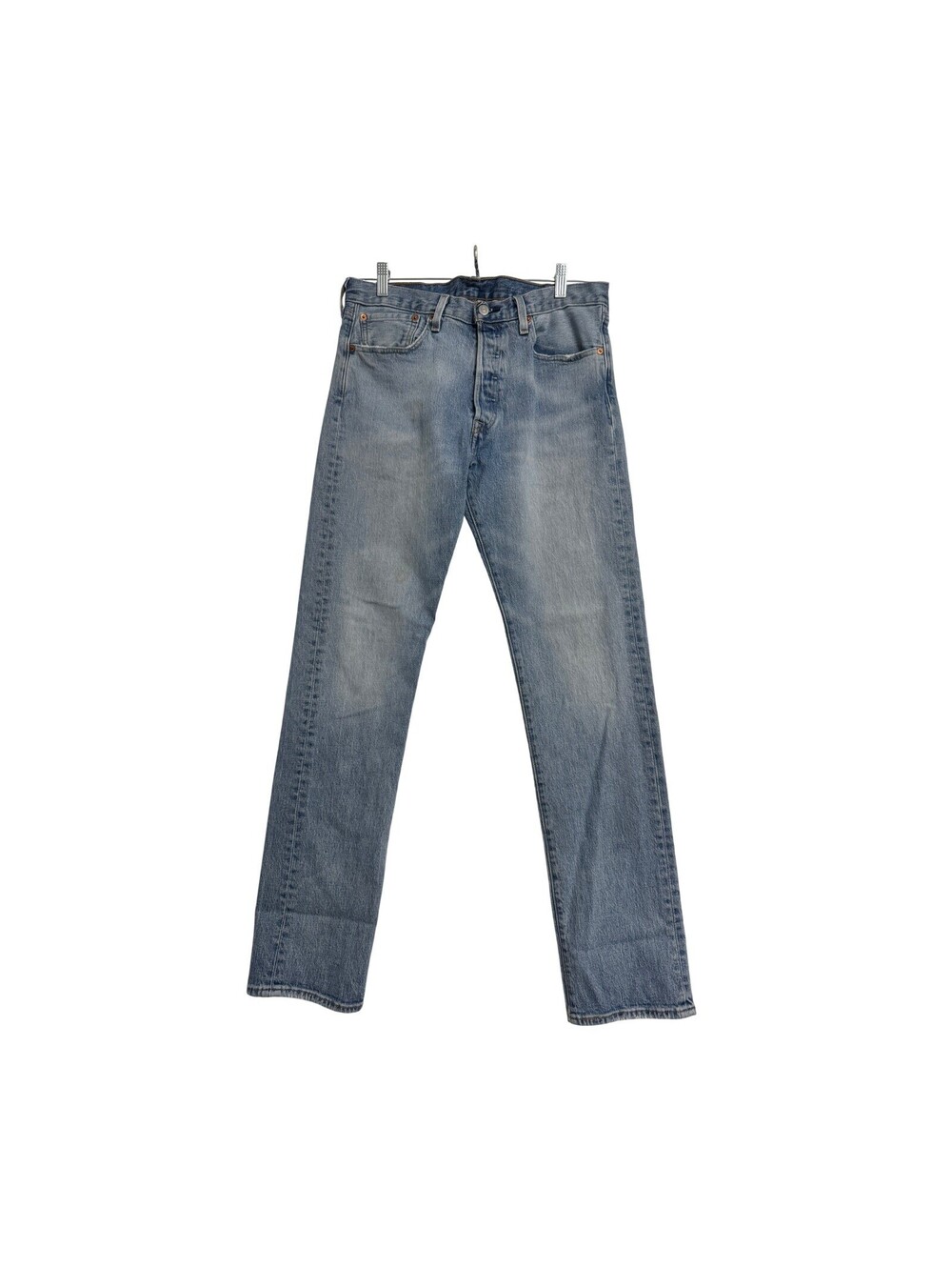 Levis 501 Original Fit Mens Jeans W32 L34 Light Wash Denim Pre-Owned